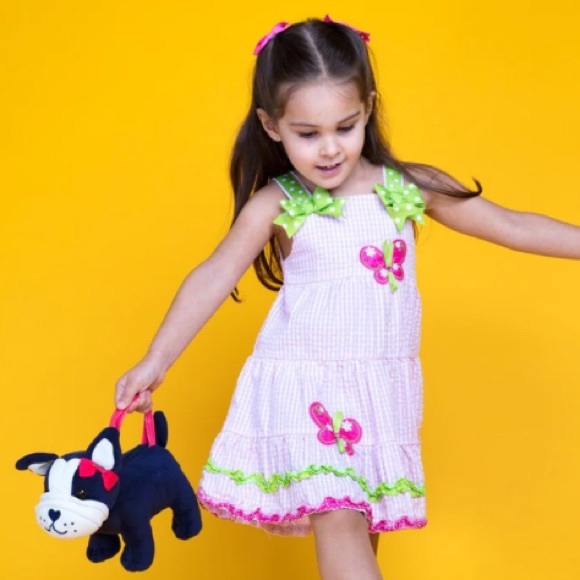 Emily Rose Girls Size 18 Month Pink Gingham Butterfly Bows Summer Sun Dress - Picture 2 of 8